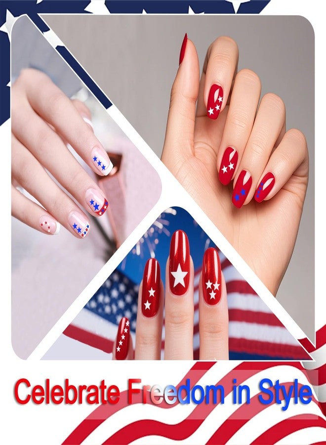 Allstarry Red White and Blue Star Stickers, 6 Sheets 4th of July Nail Stickers, Self-Adhesive Patriotic Nail Stickers Stars Nail Decals Small Star Nail Art Sticker for Womens 4th of July Accessories - Image 5